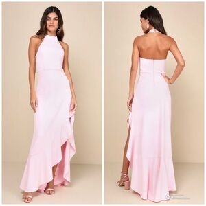 Lulu's Pink Halter Maxi Dress